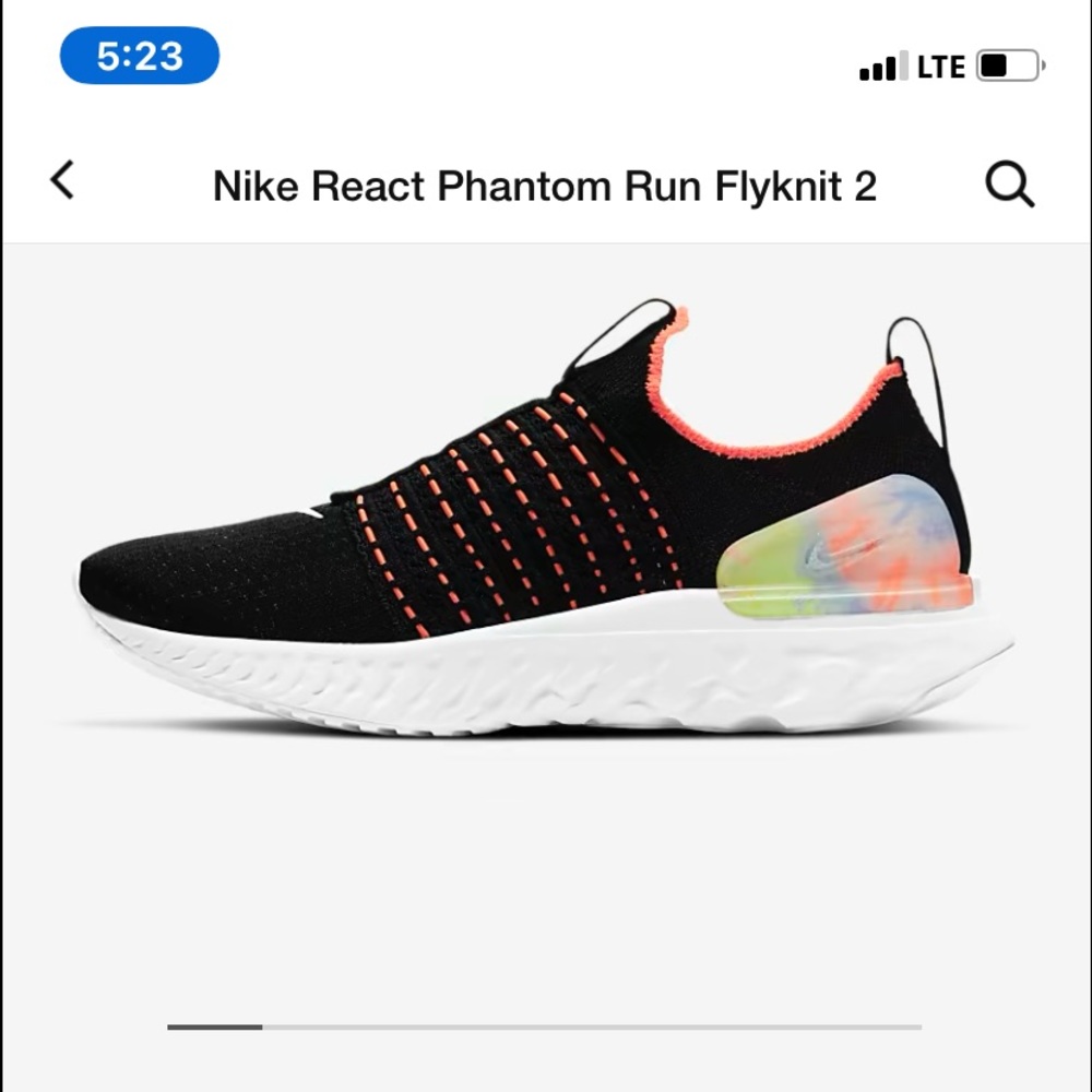 Nike React Phantom Run Flyknit 2, size 9.